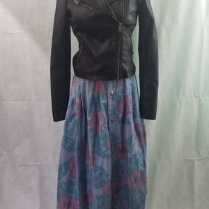 Vintage Midi-Length Gloria Vanderbuilt Denim Print